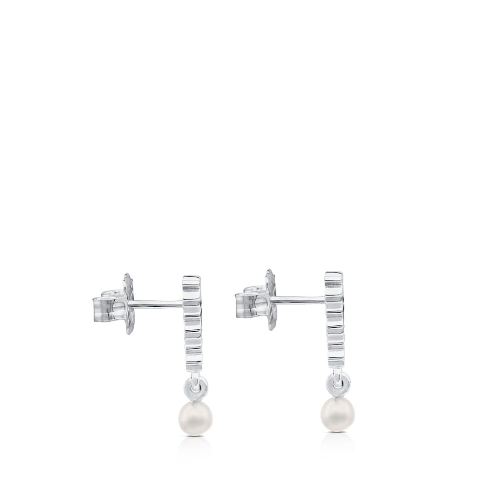 Pendientes de plata y perlas Straight Pendientes de plata y perlas Straight