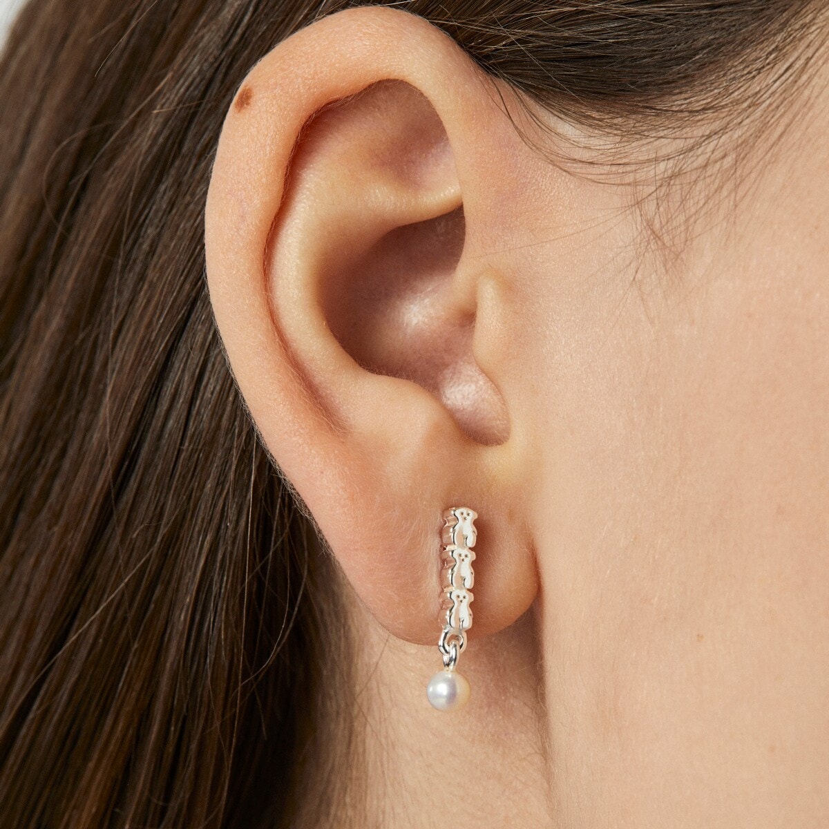 Pendientes de plata y perlas Straight