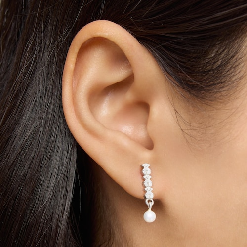 Silver TOUS Straight Earrings with Pearls