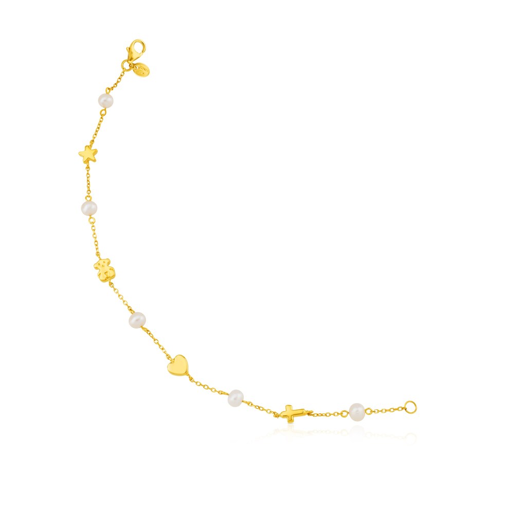 Gold Sweet Dolls XXS Bracelet with pearls and Bear, Star, Heart and Cross motifs