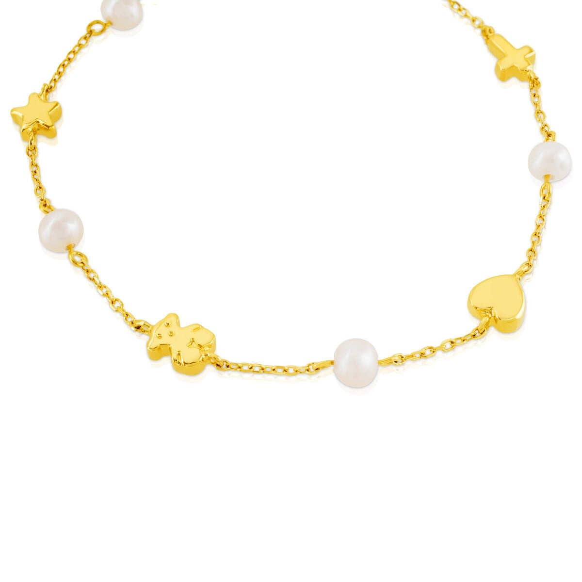 Pulsera de oro motivos cruz, estrella, corazón y oso Sweet Dolls XXS