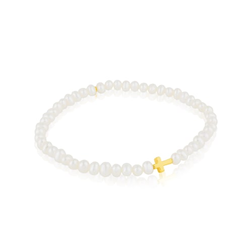 Pulsera de oro y perlas cultivadas motivo cruz Sweet Dolls XXS image number 0