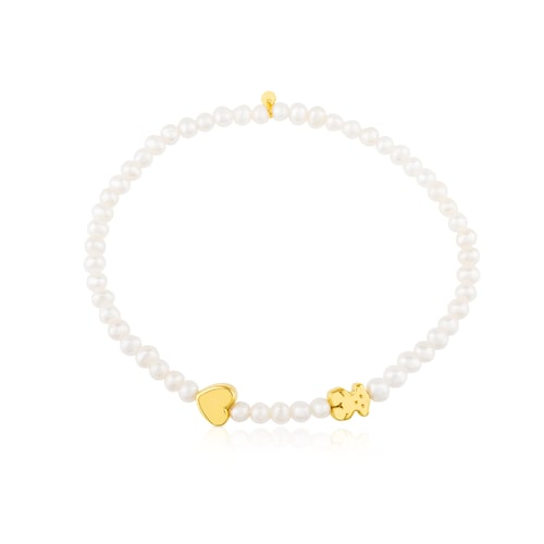 Gold Sweet Dolls XXS Bracelet with Pearls Bear and Heart motifs
