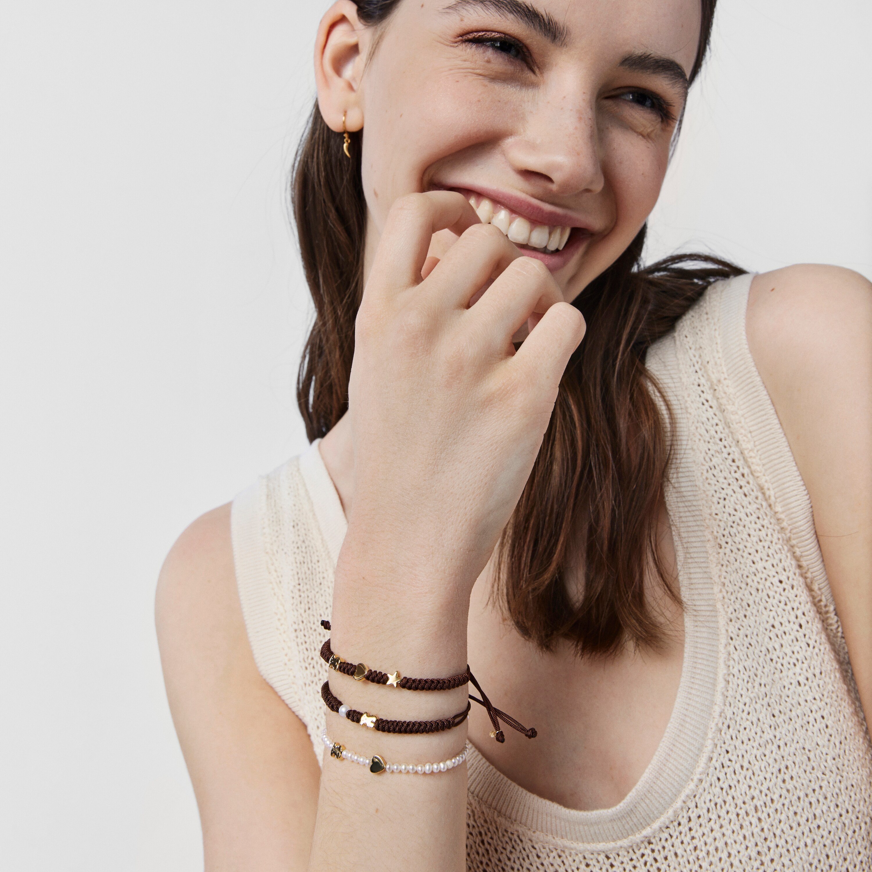 Gold Sweet Dolls XXS Bracelet with Pearls Bear and Heart motifs
