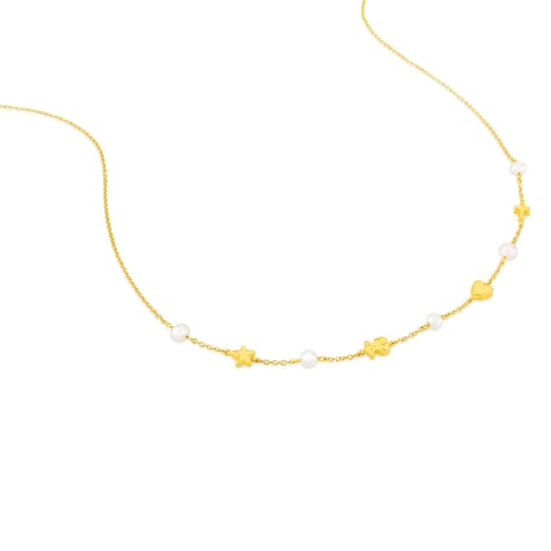 Gold Sweet Dolls Necklace with Pearl
