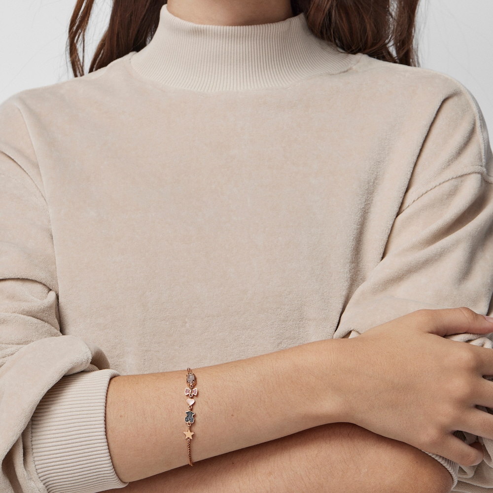 Pulsera con ba&ntilde;o de oro rosa 18 kt sobre plata Join