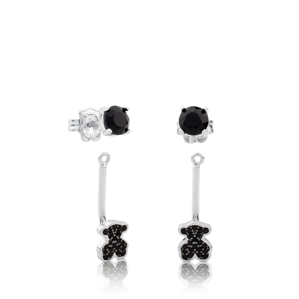 Silver TOUS Join Earrings with onyx and spinels