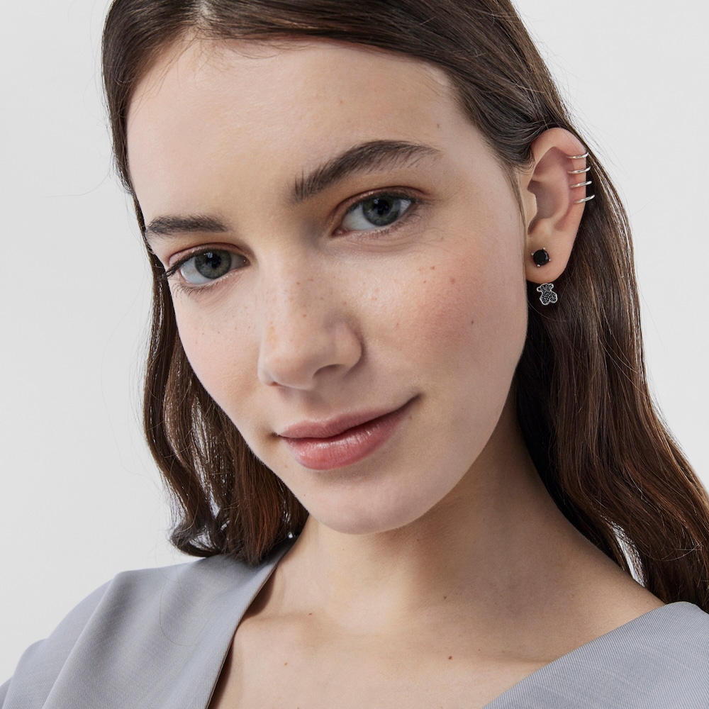Silver TOUS Join Earrings with onyx and spinels