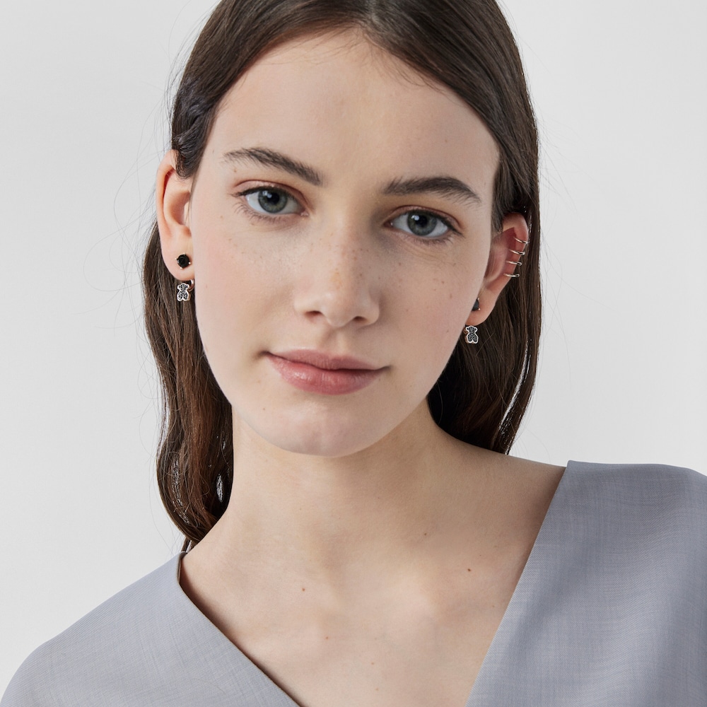 Silver TOUS Join Earrings with onyx and spinels