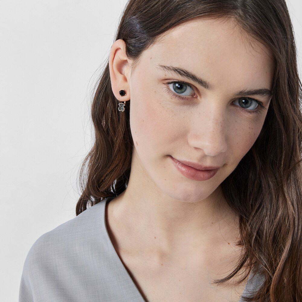Silver TOUS Join Earrings with onyx and spinels