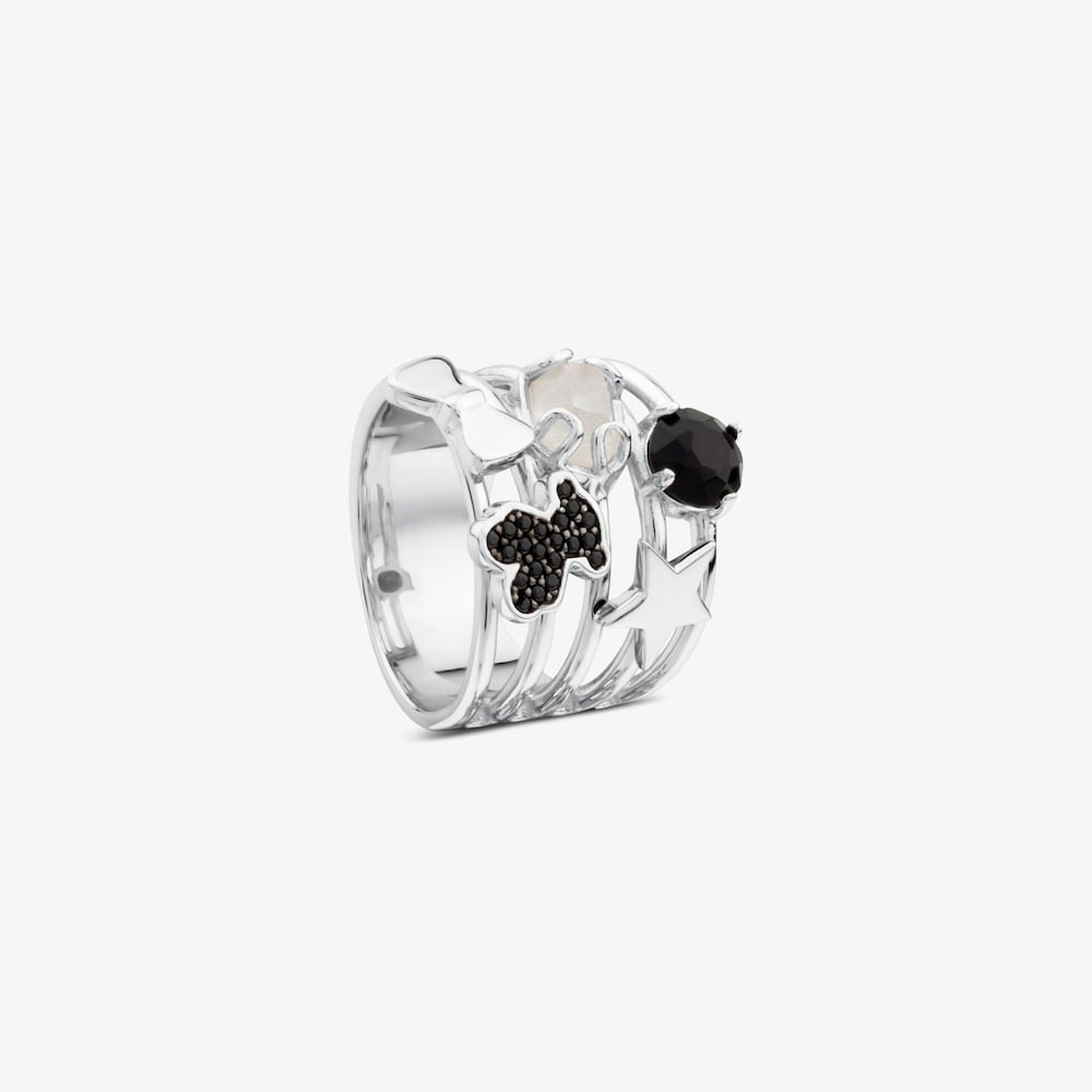 Silver Join Ring with Gemstones
