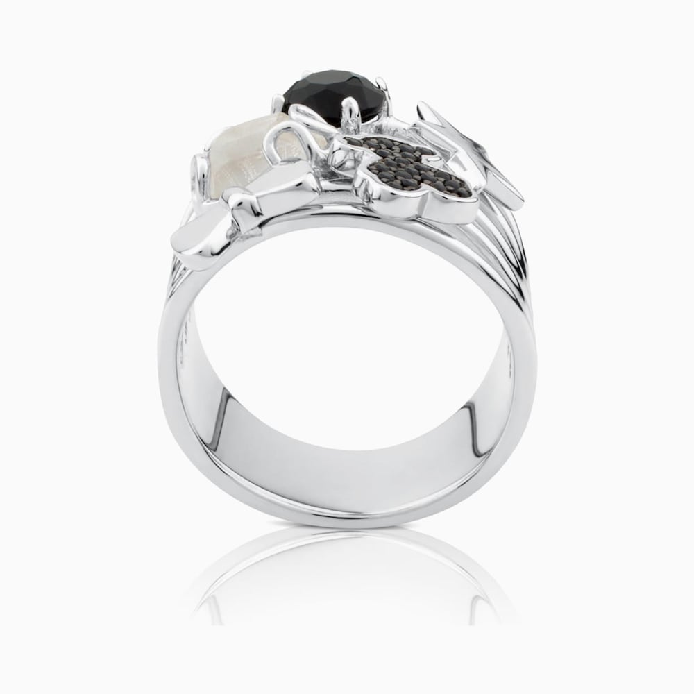 Silver Join Ring with Gemstones