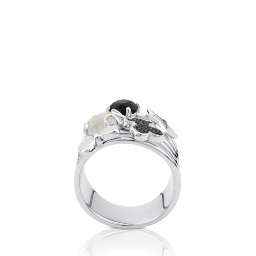 Silver TOUS Join Ring with gemstones
