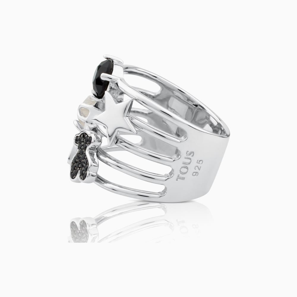 Silver Join Ring with Gemstones