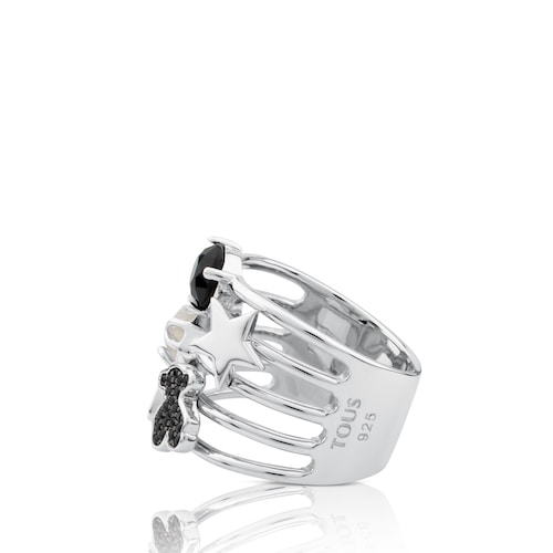 Silver TOUS Join Ring with gemstones