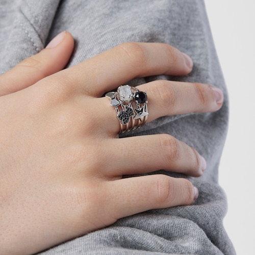 Silver TOUS Join Ring with gemstones