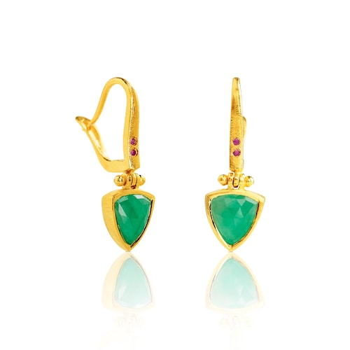 Vermeil Silver Gala Earrings with Emerald and Ruby