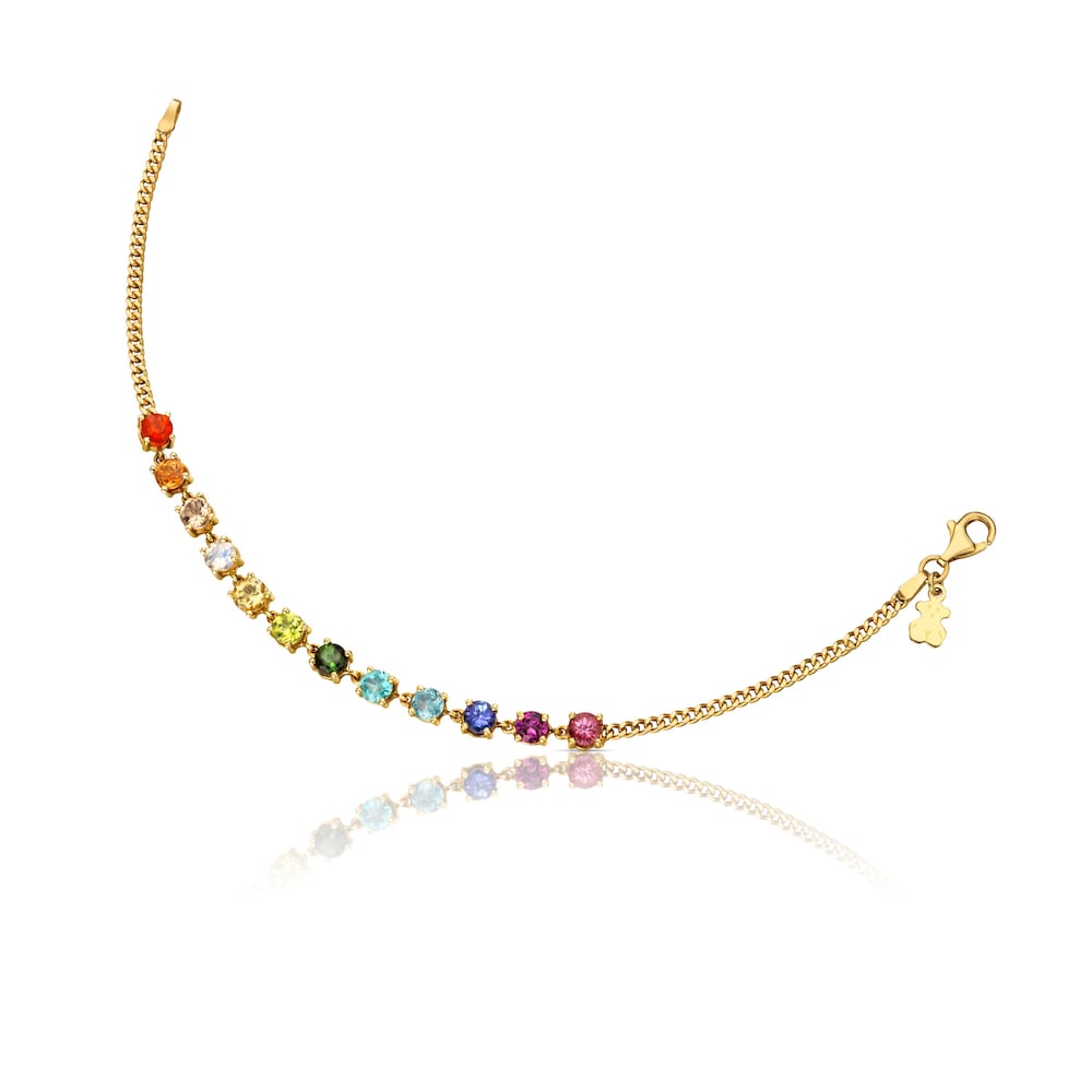 Gold Mix Color Bracelet with 12 multicolor gemstones