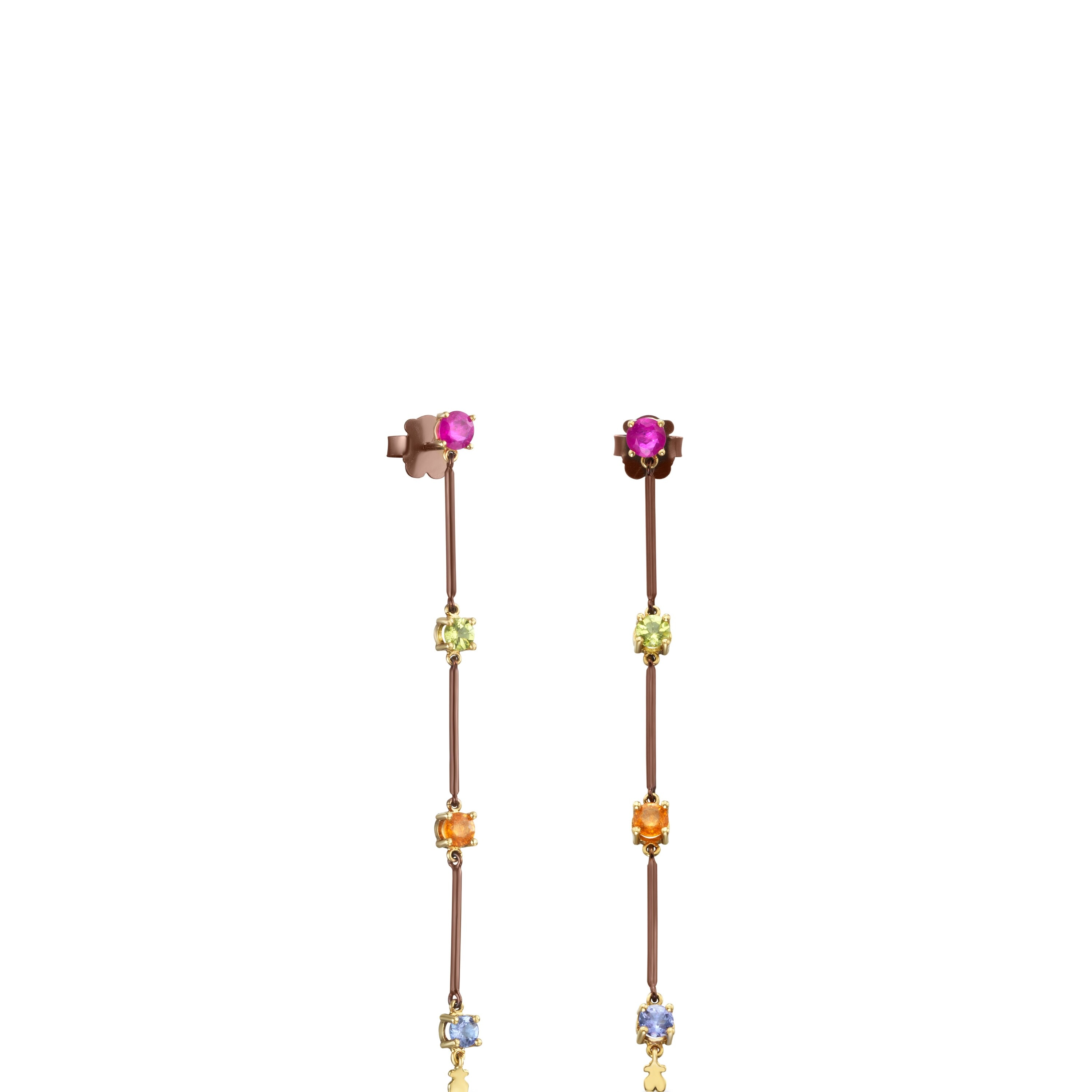 Titanium and 18K Solid Gold Mix Titanio Earrings with Gemstones