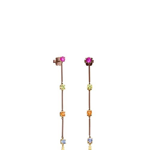 Titanium and 18K Solid Gold Mix Titanio Earrings with Gemstones