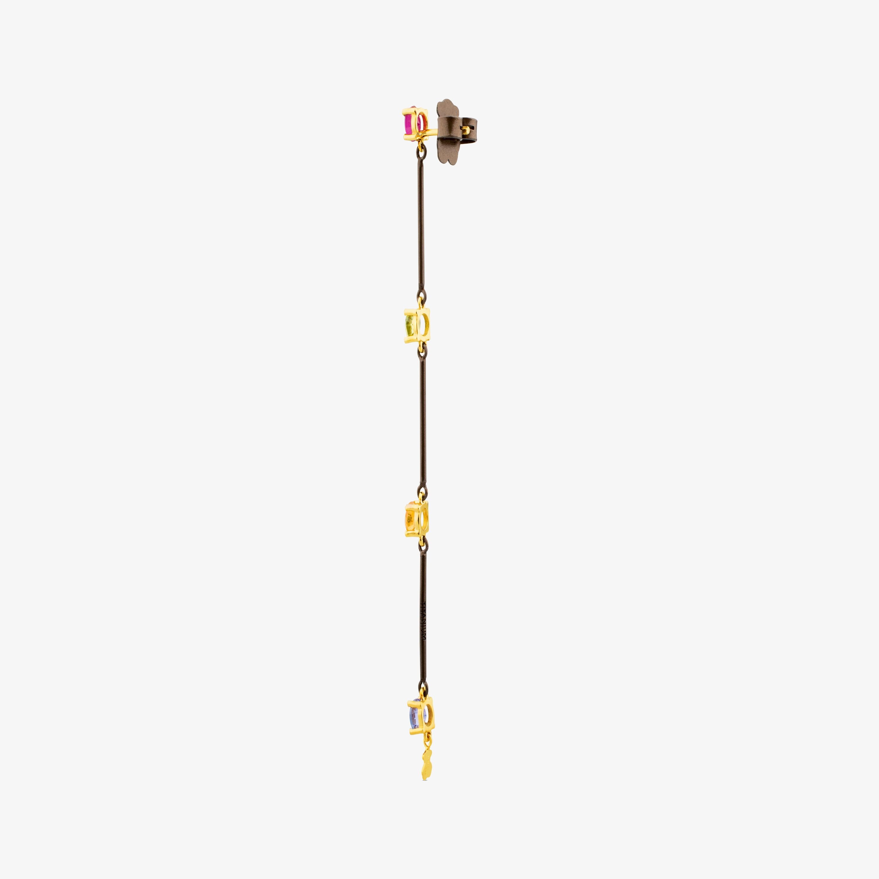 Titanium and 18K Solid Gold Mix Titanio Earrings with Gemstones