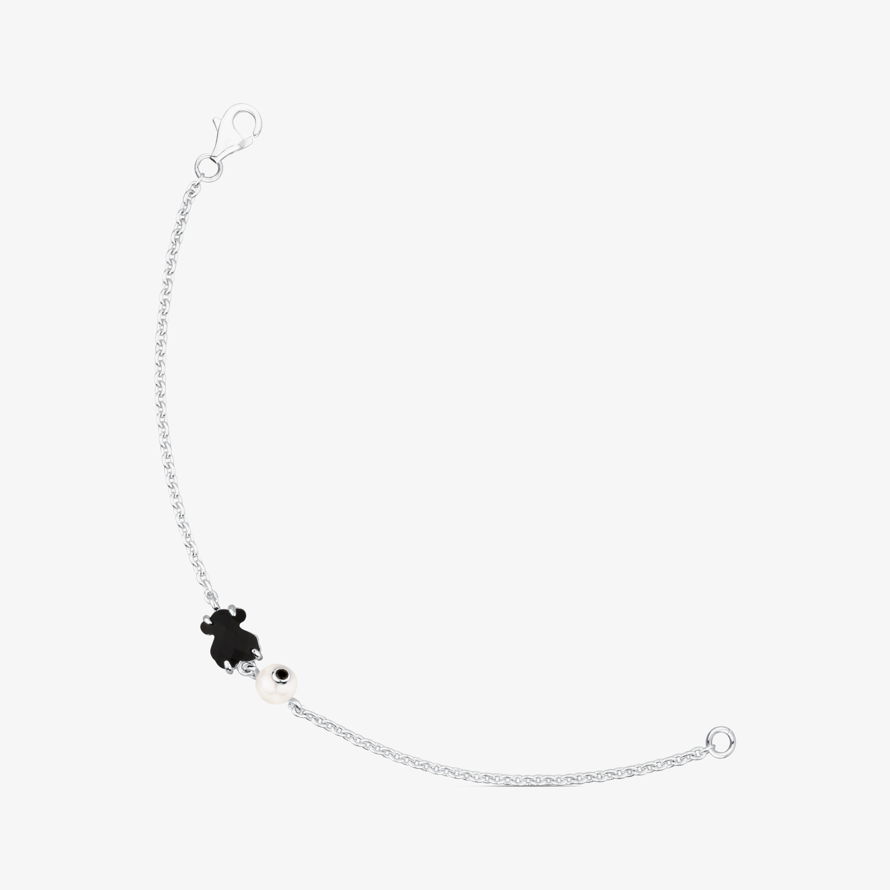 Silver Erma Bracelet with Onyx, Pearl ans Spinel