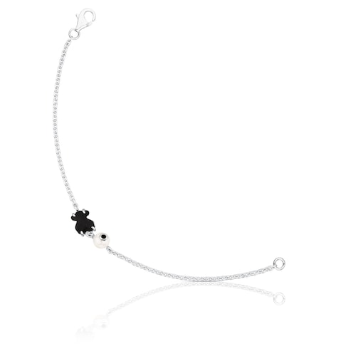 Silver Erma Bracelet with Onyx, Pearl ans Spinel