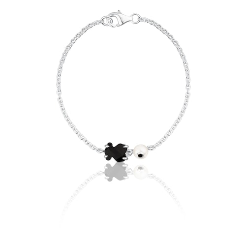 Silver Erma Bracelet with Onyx, Pearl ans Spinel