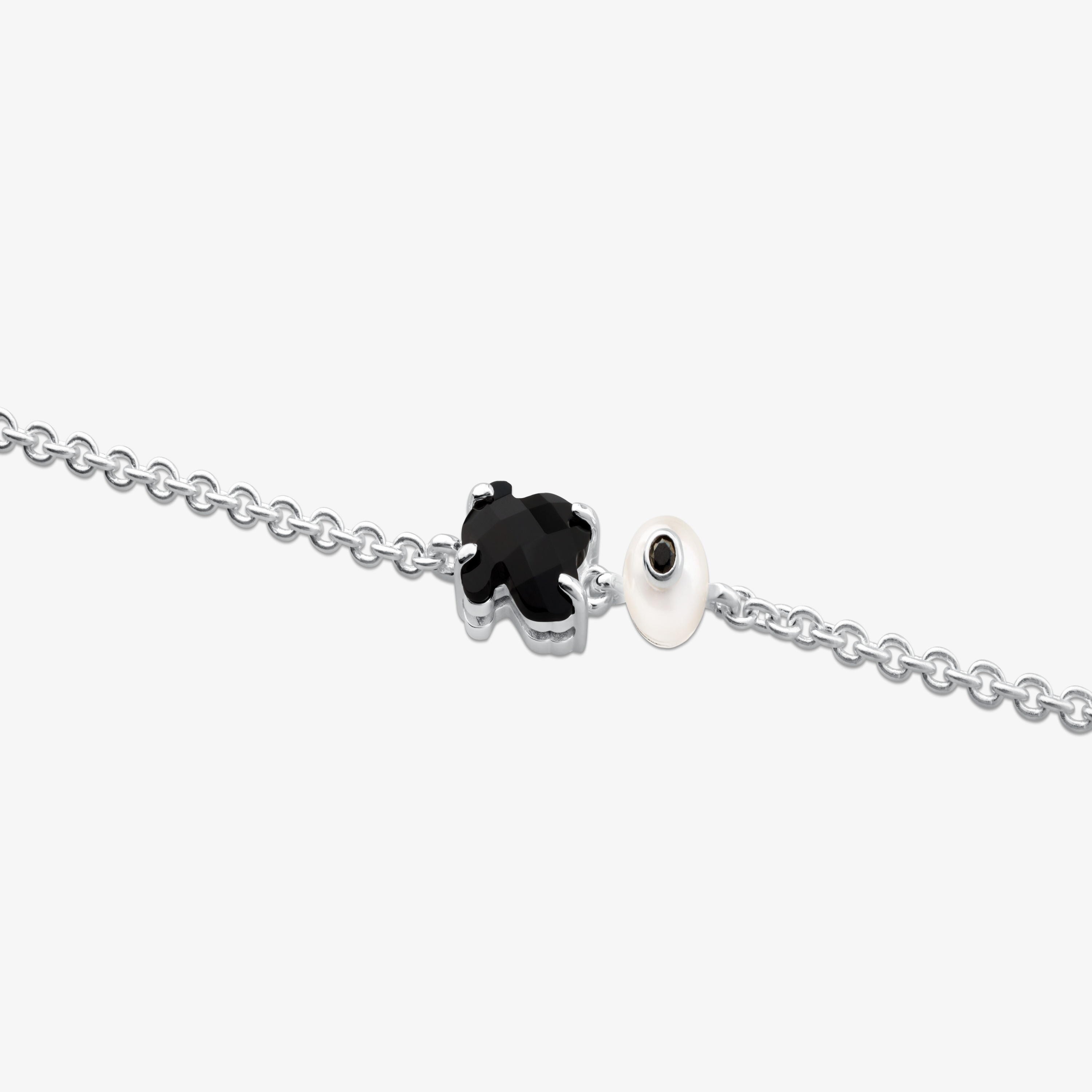 Silver Erma Bracelet with Onyx, Pearl ans Spinel