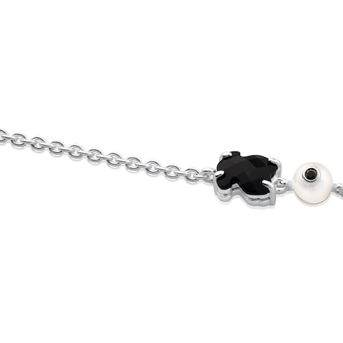 Silver Erma Bracelet with Onyx, Pearl ans Spinel