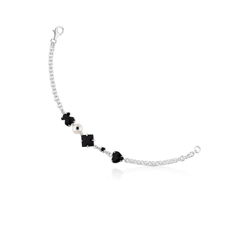 Silver Erma Bracelet with Onyx, Pearl and Spinel