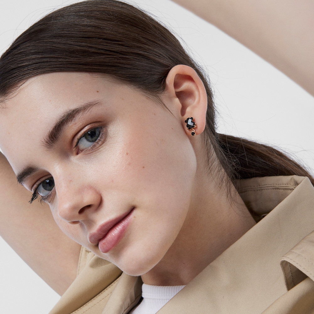 Pendientes con ba&ntilde;o de oro rosa 18 kt sobre plata Erma