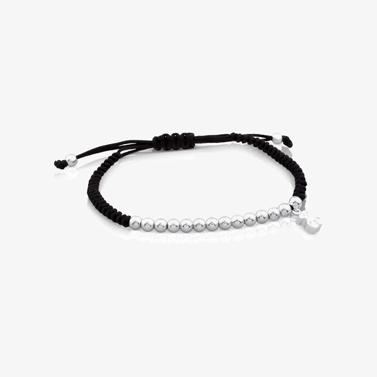 Tous - Pulsera De Plata Y Cordón En Color Negro Hiper Micro - Plateado