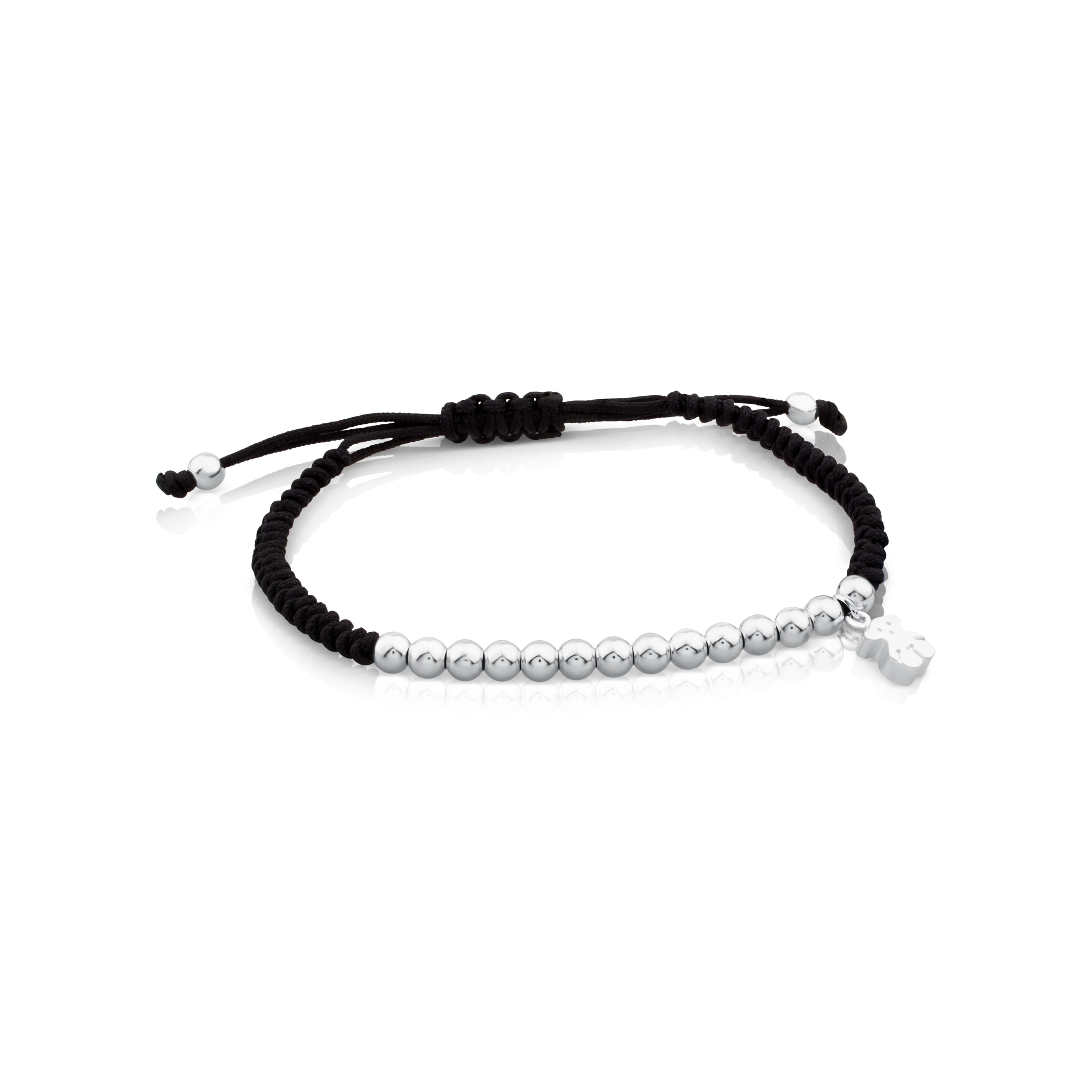 Pulsera de plata y cordón en color negro Hiper Micro
