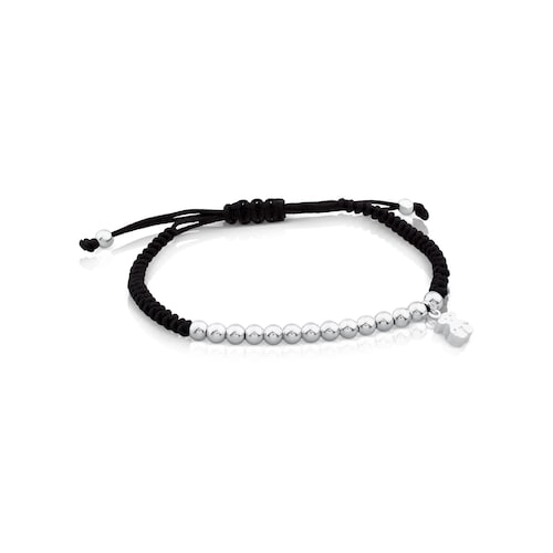 Pulsera de plata y cordón en color negro Hiper Micro