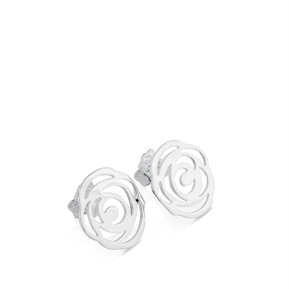 Silver TOUS Rosa d'Abril Earrings 1,5cm