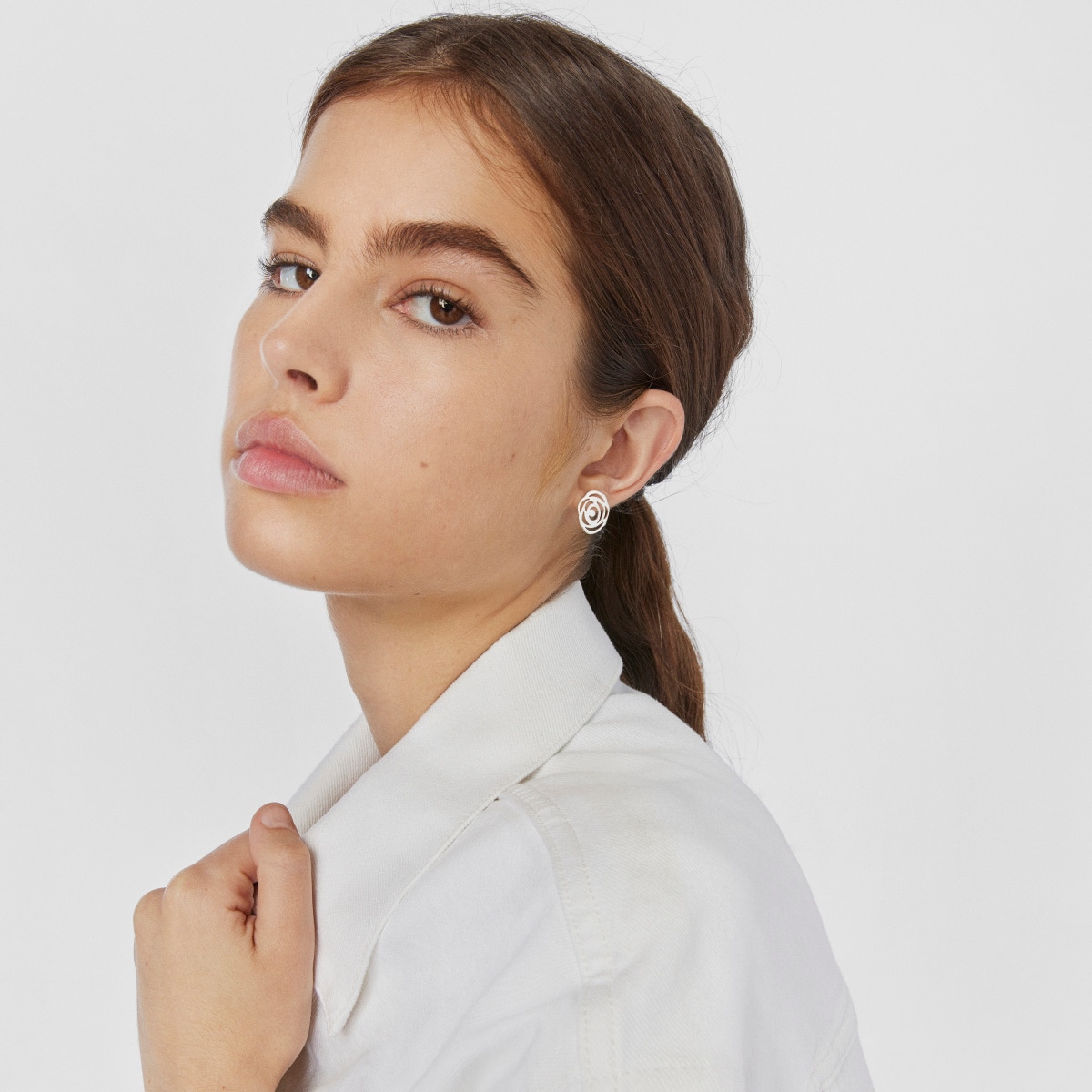 Silver TOUS Rosa d'Abril Earrings 1,5cm
