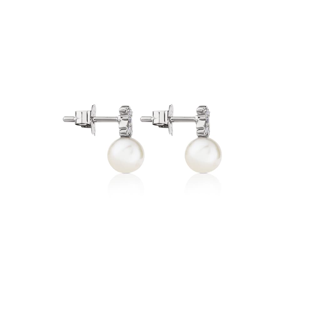 White Gold Puppies Earrings