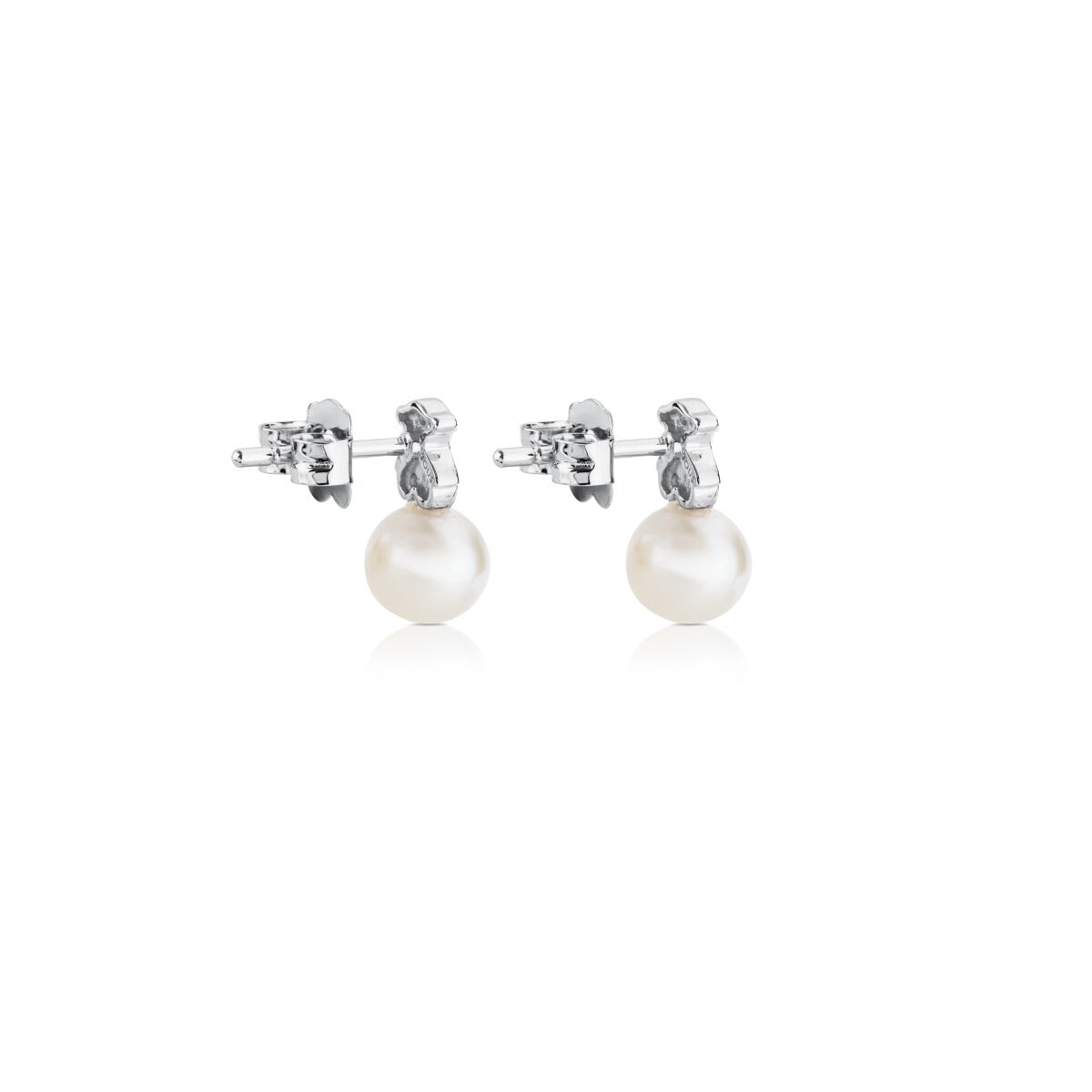 White Gold Puppies Earrings