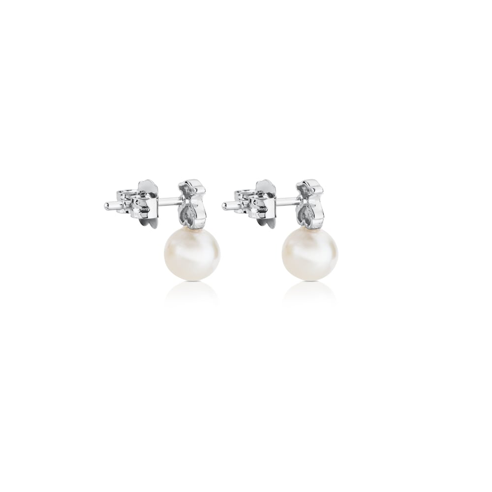 White Gold Puppies Earrings