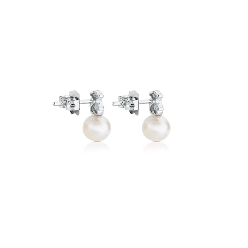 White Gold Puppies Earrings