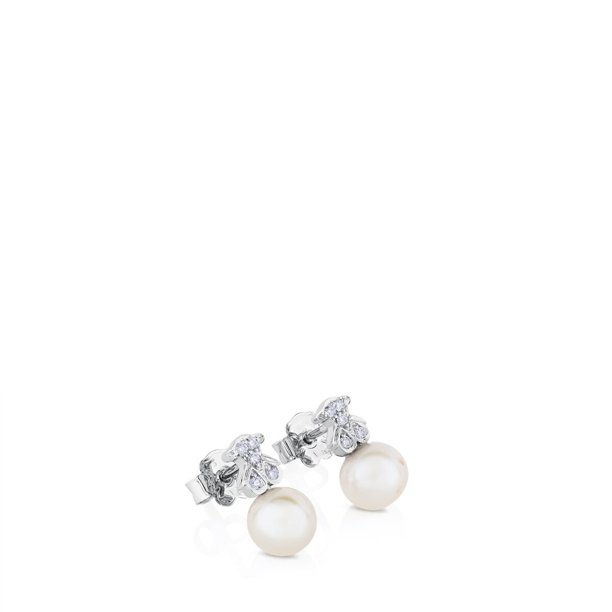White Gold Puppies Earrings