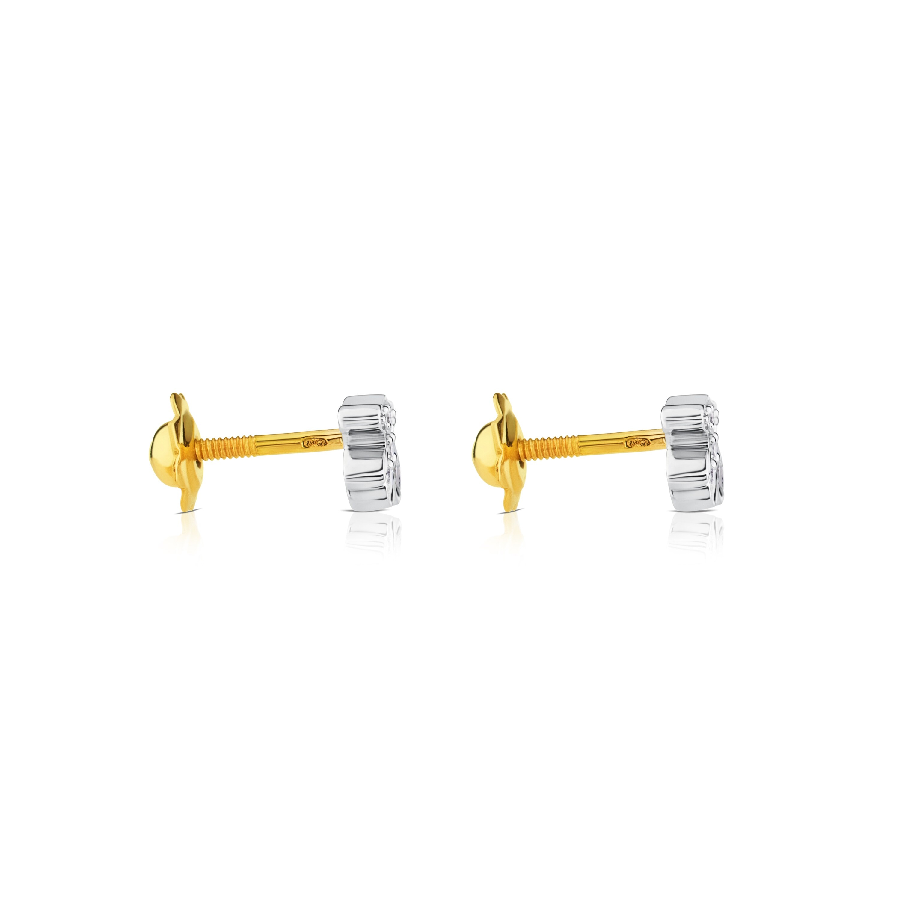 White TOUS Gold Puppies Earrings with Diamonds Bear motif