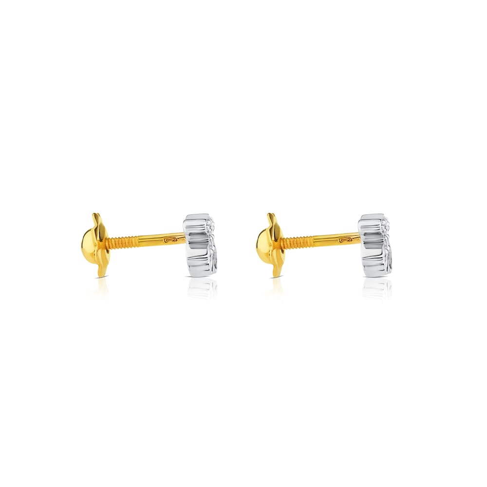 White TOUS Gold Puppies Earrings with Diamonds Bear motif