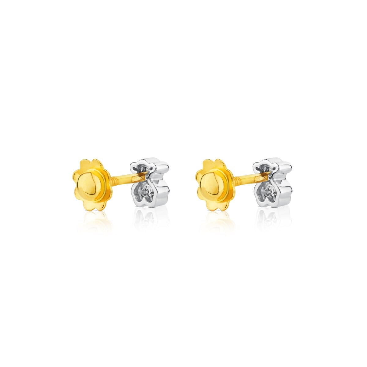 White TOUS Gold Puppies Earrings with Diamonds Bear motif