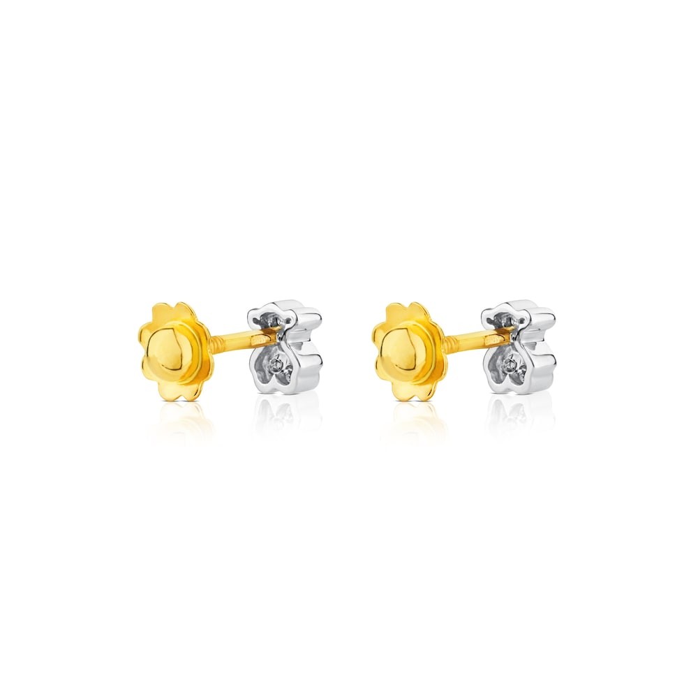 White TOUS Gold Puppies Earrings with Diamonds Bear motif