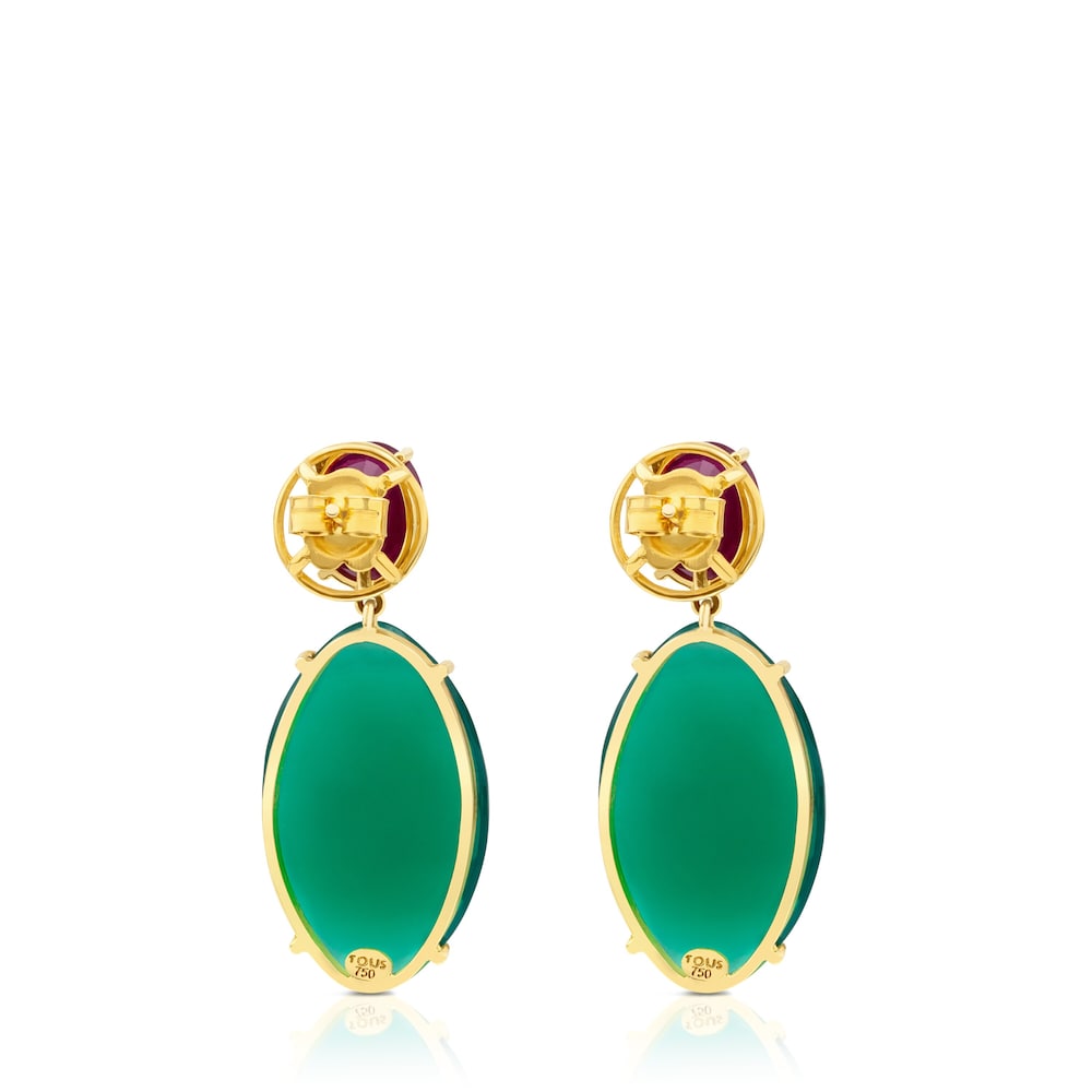 ATELIER Best Sellers Earrings in Gold with Ruby glass filled and treated chalcedony
