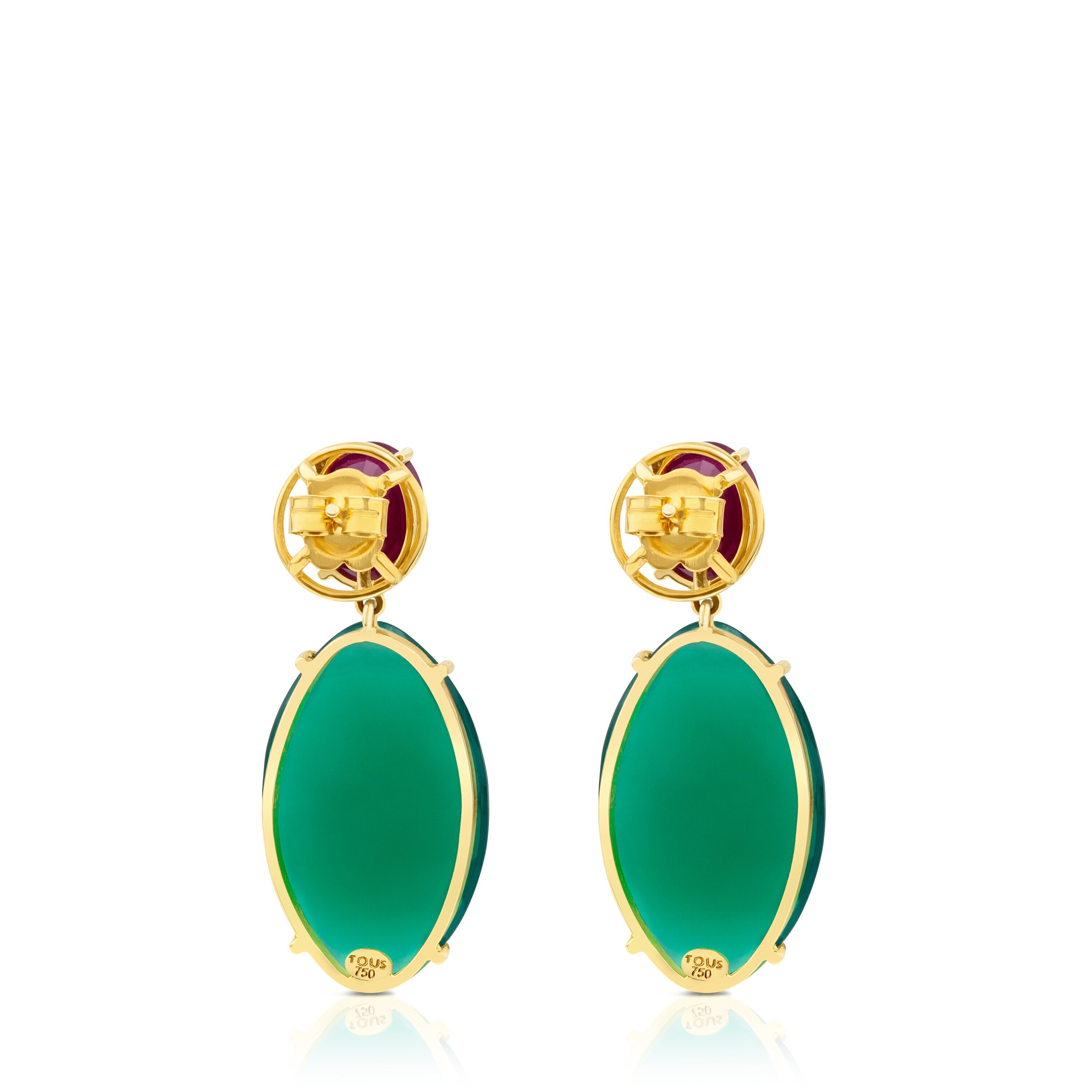 ATELIER Best Sellers Earrings in Gold with Ruby glass filled and treated chalcedony