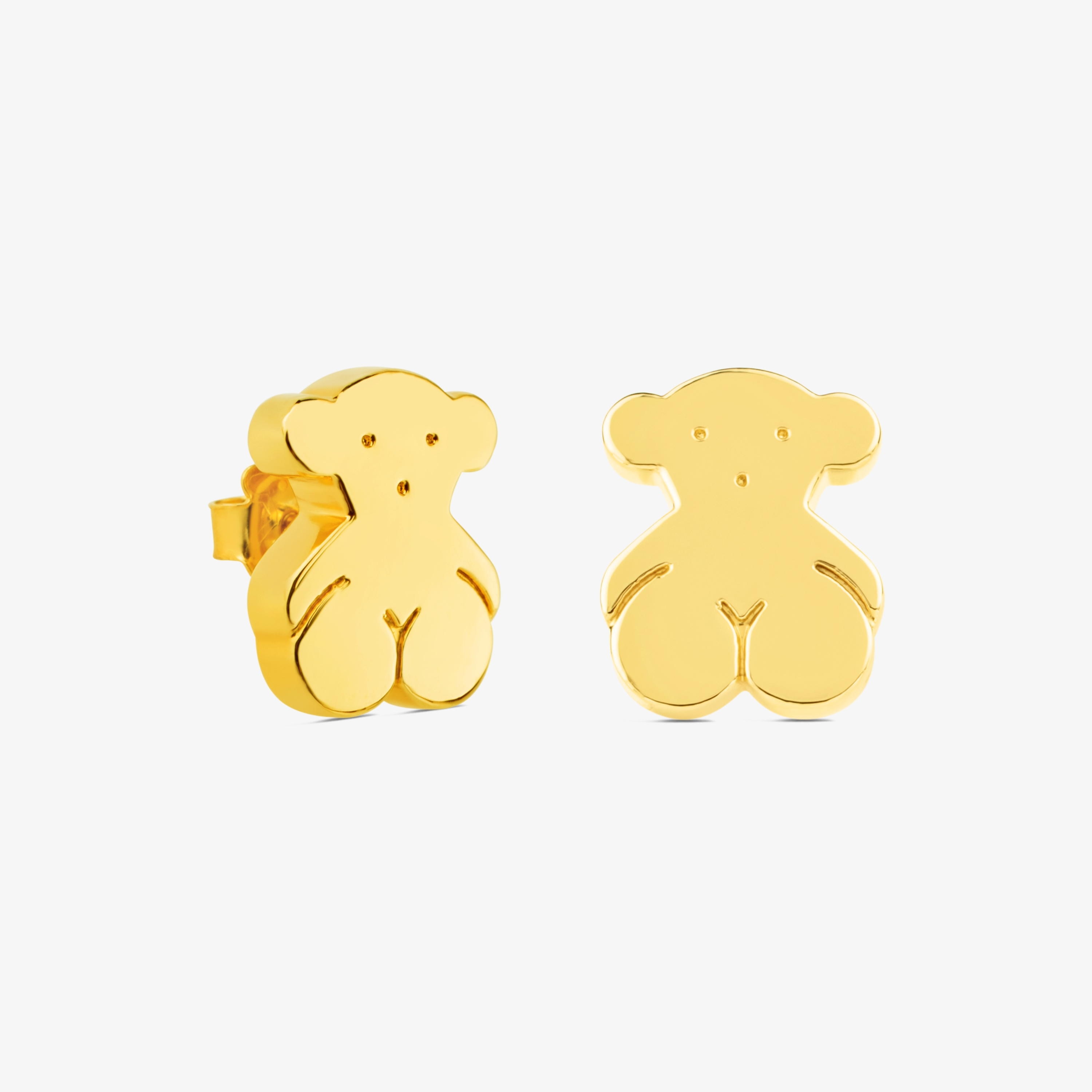 18K solid gold Sweet Dolls Earrings big Bear motif. Push back.