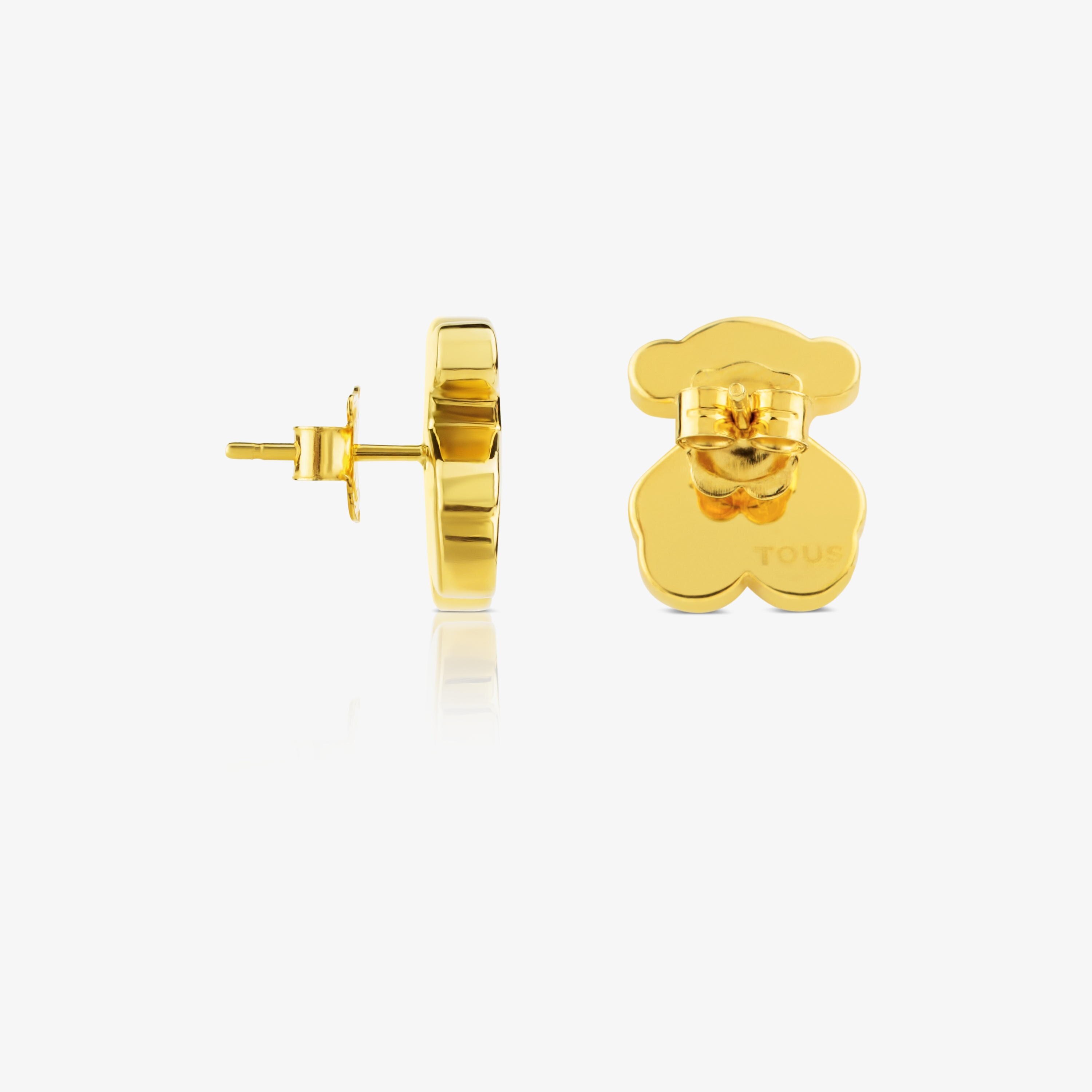 18K solid gold Sweet Dolls Earrings big Bear motif. Push back.